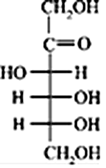 проєкція Фішера, згори вниз: CH₂OH; C=O; HO-H; H-OH; H-OH; CH₂OH